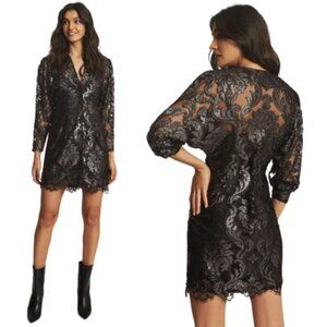 New! Reiss Kaya Metallic Floral Lace Dress nwt 18432